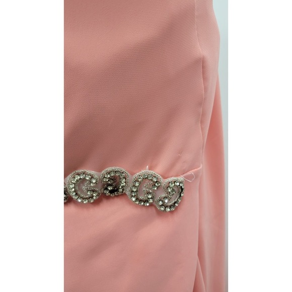 Chiffon Strapless High-Low Gown with Crystal Trim - Picture 9 of 10